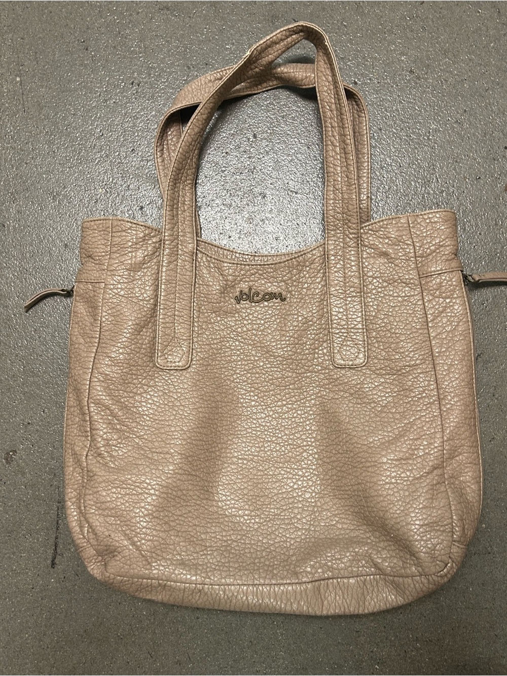 Volcom Taupe Leather Like Tote Bag